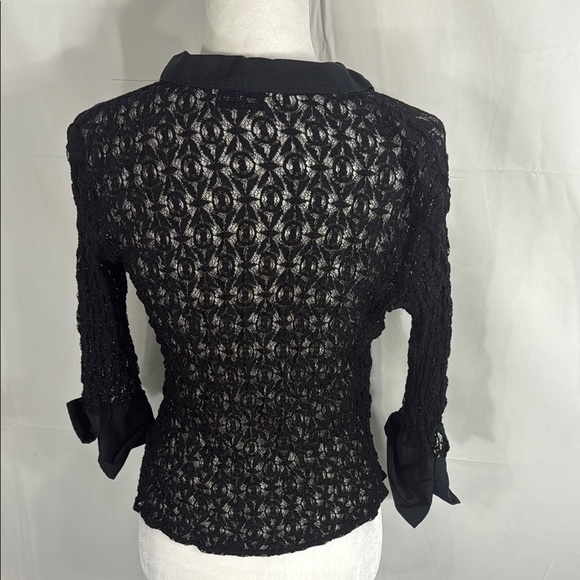 Anne Fontaine Melissa Black Lace Blouse Size 4 - Picture 9 of 12